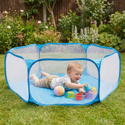 Portable Playpen with Lightweight Mesh Design | Quick Setup for Safe Indoor and Outdoor Fun