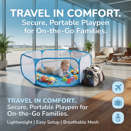 Portable Playpen with Lightweight Mesh Design | Quick Setup for Safe Indoor and Outdoor Fun
