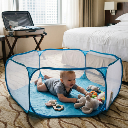 Portable Playpen with Lightweight Mesh Design | Quick Setup for Safe Indoor and Outdoor Fun