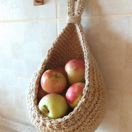 Hanging Fruit Basket for Wall, Jute Woven Basket for Fruit and Vegetable Storage – image 6