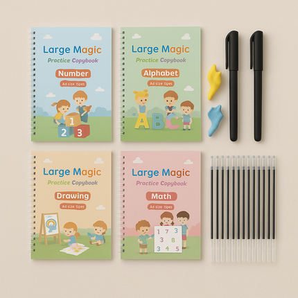 Practice Copybook Set for Preschool with Writing & Drawing Exercises | Develop Fine Motor Skills and Early Math Concepts