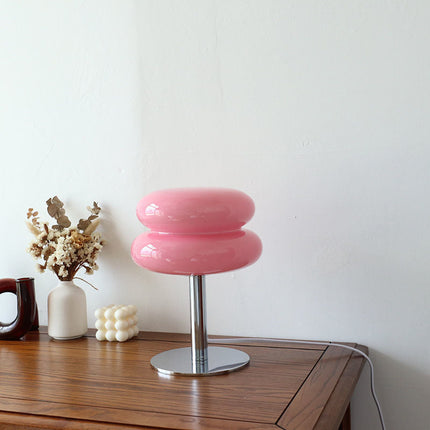 Handcrafted Italian Glass Table Lamp with Chrome Base | Soft Ambient Lighting for Bedroom and Living Room