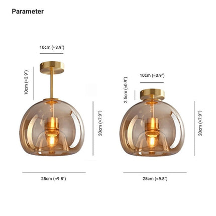Vintage Bubble Glass Ceiling Light Pendant with Amber Shade | Retro Design for Elegant Home Ambience