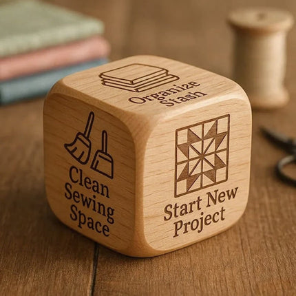 Quilting Decision Dice with Engraved Markings | Solid Wood Craft Tool for Creative Quilting Choices
