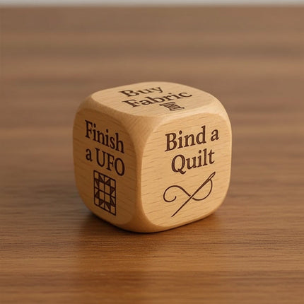 Quilting Decision Dice with Engraved Markings | Solid Wood Craft Tool for Creative Quilting Choices