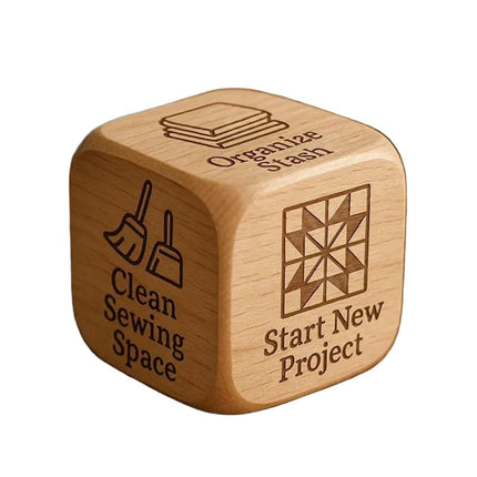 Quilting Decision Dice with Engraved Markings | Solid Wood Craft Tool for Creative Quilting Choices