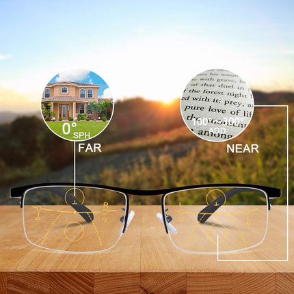 Progressive Reading Glasses with Photochromic Lenses | Blue Light Filtering for Comfortable Vision at All Distances