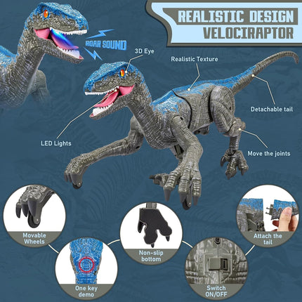 Remote Control Velociraptor Dinosaur with Realistic Sounds | Interactive Toy for Imaginative Play Adventures