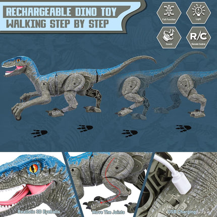 Remote Control Velociraptor Dinosaur with Realistic Sounds | Interactive Toy for Imaginative Play Adventures