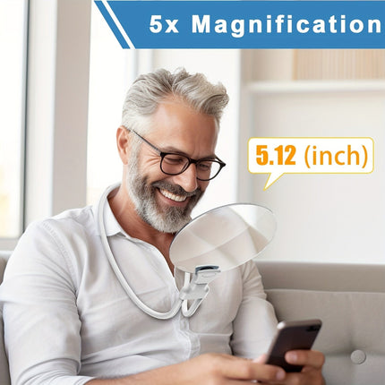 5x Adjustable Hands-Free Magnifying Lens for Reading | Lightweight Magnifier for Close-Up Clarity
