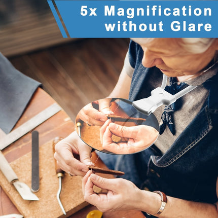 5x Adjustable Hands-Free Magnifying Lens for Reading | Lightweight Magnifier for Close-Up Clarity