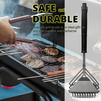 Bristle Free BBQ Grill Brush Cleaner with Scraper, Grill Cleaning Brush for All Grates
