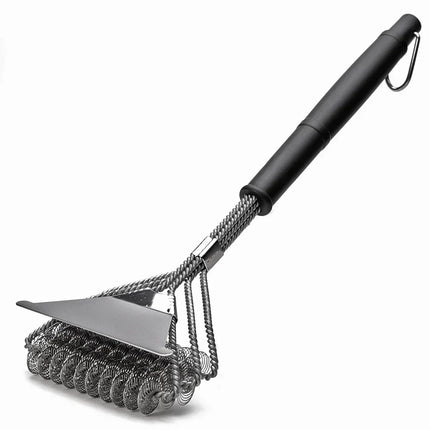Bristle Free BBQ Grill Brush Cleaner with Scraper, Stainless Steel Grill Cleaner, Grill Cleaning Brush for All Grates