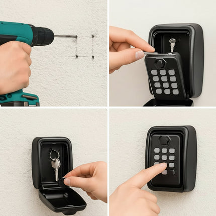 Outdoor Key Lock Box with Waterproof Metal Design | Secure Combination Safe for Key Storage and Easy Access