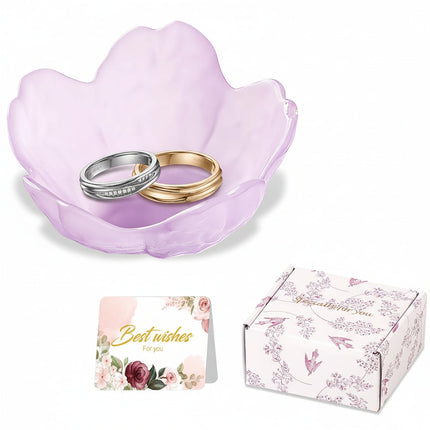 Flower-Shaped Jewelry Dish with Decorative Design | Compact Ring Holder Tray for Organized Storage