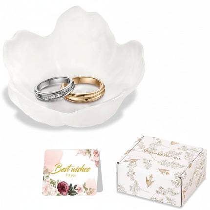 Flower-Shaped Jewelry Dish with Decorative Design | Compact Ring Holder Tray for Organized Storage