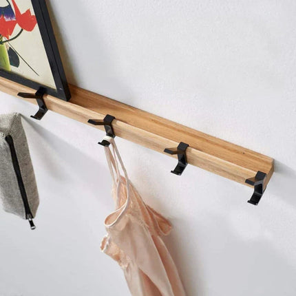 Scandinavian Design Wall Coat Rack with 5 Movable Double Hooks | Space-Saving Organizer for Coats and Bags