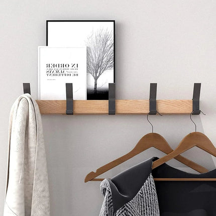 Scandinavian Design Wall Coat Rack with 5 Movable Double Hooks | Space-Saving Organizer for Coats and Bags