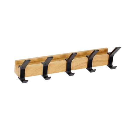 Scandinavian Design Wall Coat Rack with 5 Movable Double Hooks | Space-Saving Organizer for Coats and Bags