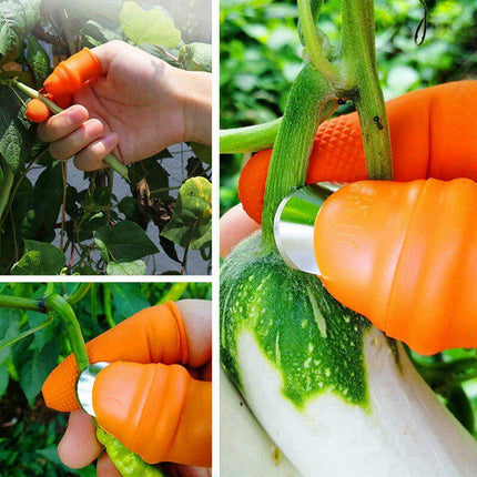 Garden Thumb Knife Set with Protective Finger Sleeve for One Handed Harvesting and Stem Cutting