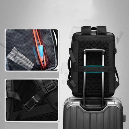 Expandable Travel Backpack with 4.3 Inch Expansion and USB Charging Port, Padded Laptop Bag for Work and Trips