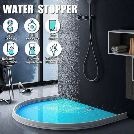Shower Water Barrier, Silicone Shower Dam, Shower Water Stopper Strip 3.3 ft or 6.6 ft, Bathroom Accessories for Floor