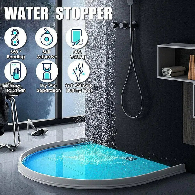 Shower Water Barrier, Silicone Shower Dam, Shower Water Stopper Strip 3.3 ft or 6.6 ft, Bathroom Accessories for Floor