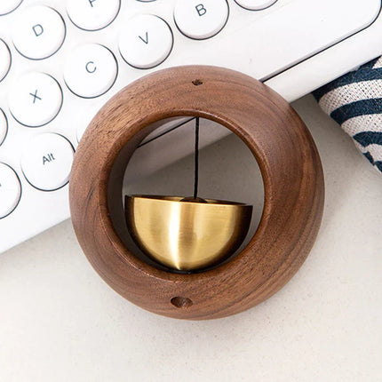 Japanese Style Wooden Door Bell, Black Walnut and Beech, Minimalist Hanging Chime for Front Door, Wall and Window