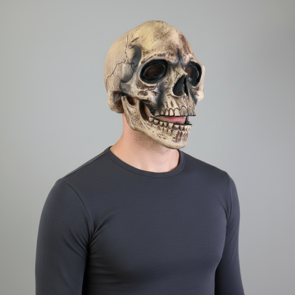Skull Moving Jaw Halloween Costume Mask | Full Head Coverage for Dramatic Cosplay Looks