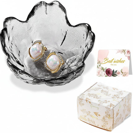 Flower-Shaped Jewelry Dish with Decorative Design | Compact Ring Holder Tray for Organized Storage