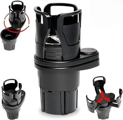 Car Cup Holder Expander with Adjustable Diameter, Double Layer Drink Holder for Bottles, Cans, Mugs and Snack Trays