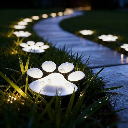 Solar Paw Print Lights for Outdoor Garden Path Decor | Waterproof with Automatic Dusk Sensor for Charming Illumination