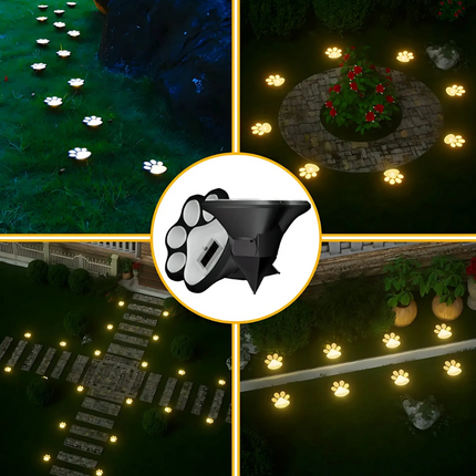Solar Paw Print Lights for Outdoor Garden Path Decor | Waterproof with Automatic Dusk Sensor for Charming Illumination
