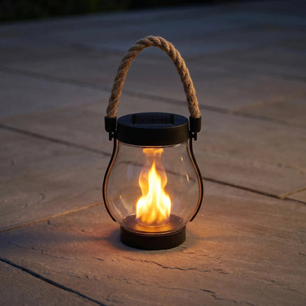 Solar Powered Hanging Lantern with Flickering Flame Effect | Energy-Saving Outdoor Light for Patios and Pathways