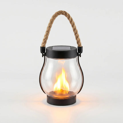 Solar Powered Hanging Lantern with Flickering Flame Effect | Energy-Saving Outdoor Light for Patios and Pathways