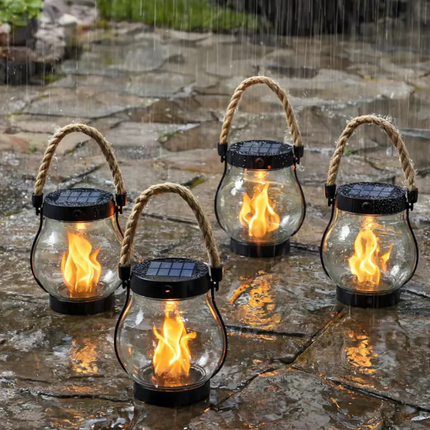 Solar Powered Hanging Lantern with Flickering Flame Effect | Energy-Saving Outdoor Light for Patios and Pathways