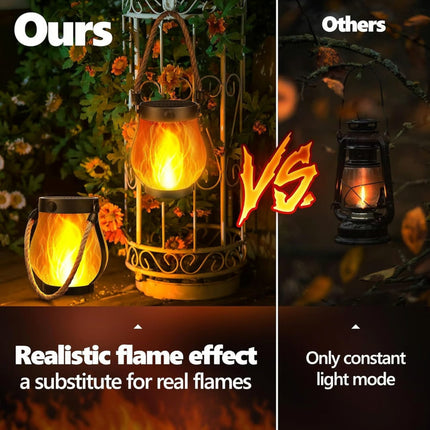 Solar Lantern with Flame Effect for Outdoor Use | Weatherproof Lighting for Gardens and Patios