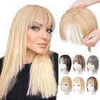 Natural Hairpiece with Bangs, Fake Bangs Hair Extensions with Seamless Hairline, Synthetic Hair Pieces for Women