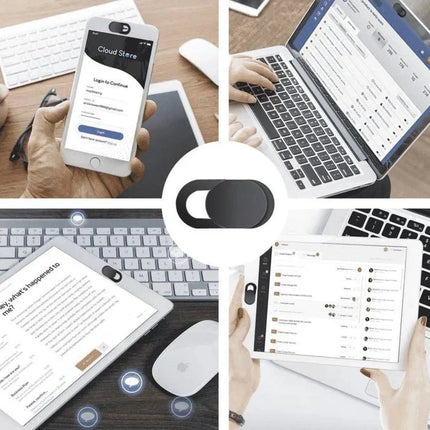 Anti-Spy Camera Cover with Ultra-Thin Profile, Webcam Privacy Cover for Laptops, Tablets and Phones, Black or White