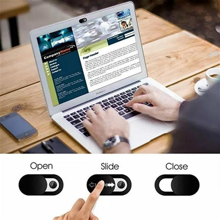 Anti-Spy Camera Cover with Ultra-Thin Profile, Webcam Privacy Cover for Laptops, Tablets and Phones, Black or White
