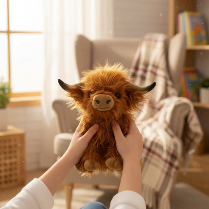 Highland Cow Plush Toy with Ultra-Soft Feel | Handmade Stuffed Animal for Comfort and Gifting