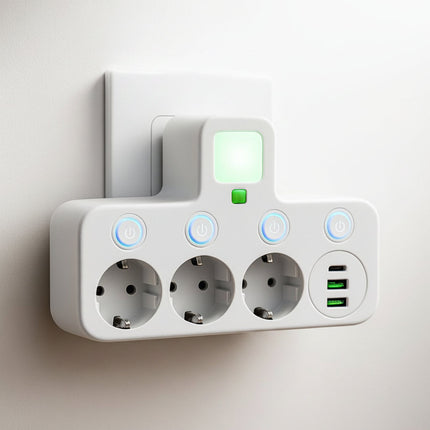 Surge Protection Power Strip with 3 AC Outlets & 3 USB Ports | Wall Mount for Safe Charging of Devices