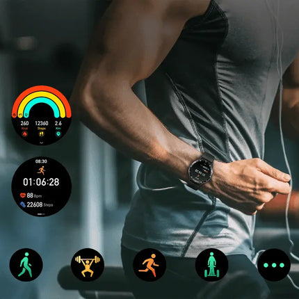 Smartwatch with Built-In Wireless Earbuds, 10 Sport Modes, Heart Rate and Blood Oxygen Monitoring, Call Noise Reduction