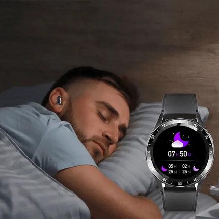 Smartwatch with Built-In Wireless Earbuds, 10 Sport Modes, Heart Rate and Blood Oxygen Monitoring, Call Noise Reduction