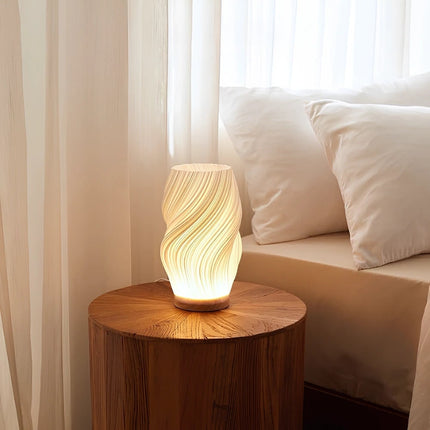 USB Dimmable Table Lamp with Wave Shade Design | Adjustable Brightness for Relaxing Home Lighting