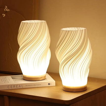 USB Dimmable Table Lamp with Wave Shade Design | Adjustable Brightness for Relaxing Home Lighting