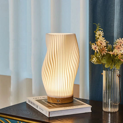 USB Dimmable Table Lamp with Wave Shade Design | Adjustable Brightness for Relaxing Home Lighting