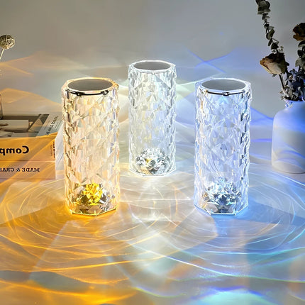 Table Lamp Touch Control, Rechargeable Lamp with Remote and 16 Color Mood Light, Crystal Bedside Lamp for Bedroom_08
