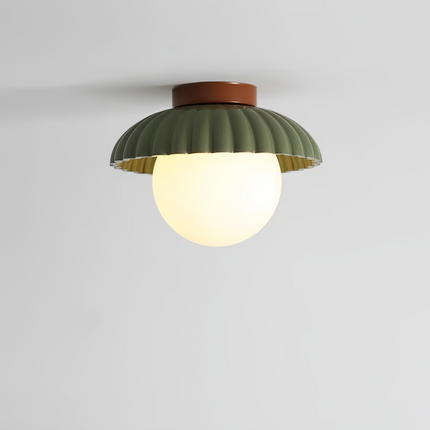 Iron Flush Mount Ceiling Light with Frosted Glass Globe | Modern Design for Warm Ambient Illumination