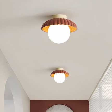 Iron Flush Mount Ceiling Light with Frosted Glass Globe | Modern Design for Warm Ambient Illumination